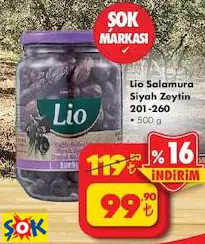 LİO SALAMURA SİYAH ZEYTİN 201-260 500 G